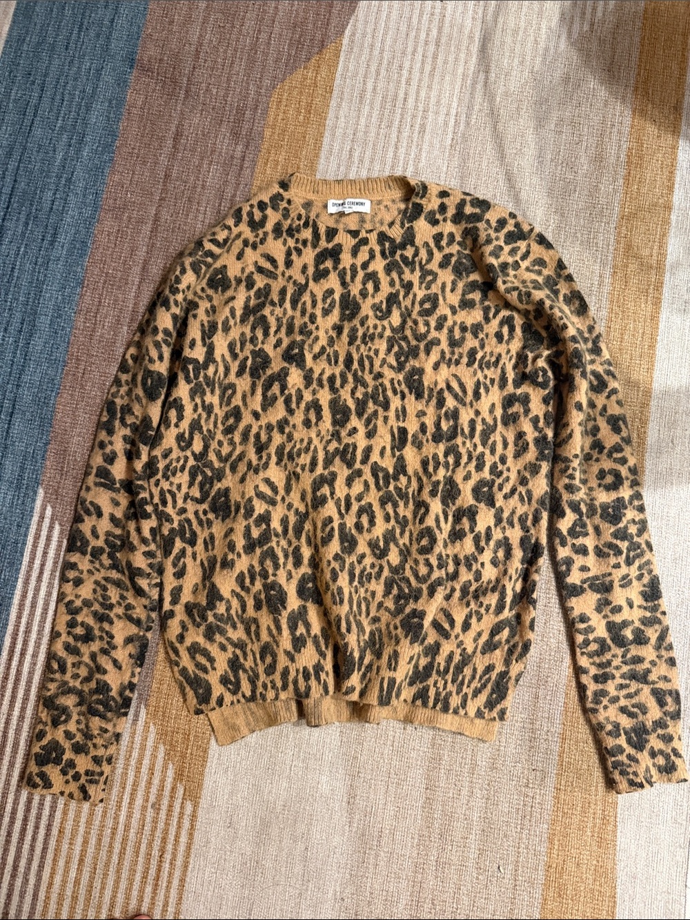 Opening Ceremony Leopard Print Crew Neck Sweater Size XS Like New